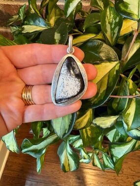 Vintage Sterling Silver Dendritic Opal Pendant